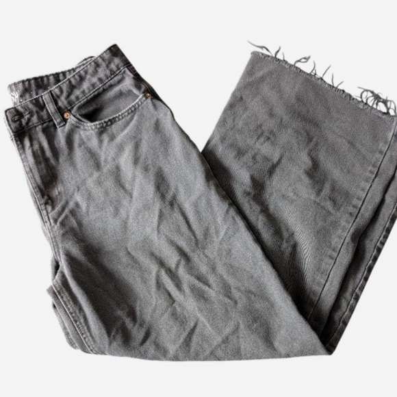 Rewash Denim - Black Distressed High Rise Wide Leg Raw Cut Rewash Jeans 31x28 Grunge Neutral